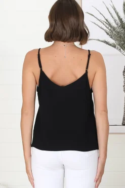 Emah Cami - Relaxed V Neck Adjustable Strap Top in Black><noscript><img width=