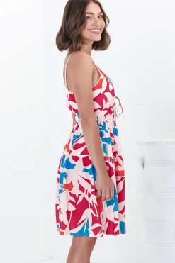 Ember Mini Dress - Sweet Crochet Trim Sun Dress in Polina Print Magenta><noscript><img width=