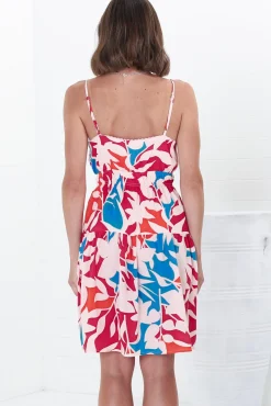 Ember Mini Dress - Sweet Crochet Trim Sun Dress in Polina Print Magenta><noscript><img width=