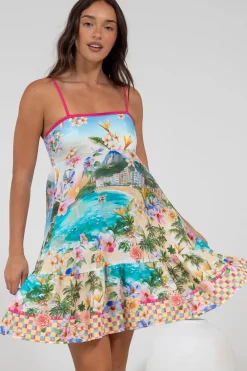 Essie Mini Dress - Sun Dress With Shirred Back In Della Print><noscript><img width=