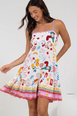 Essie Mini Dress - Sun Dress With Shirred Back In Dolce Vita>Salty Crush Best