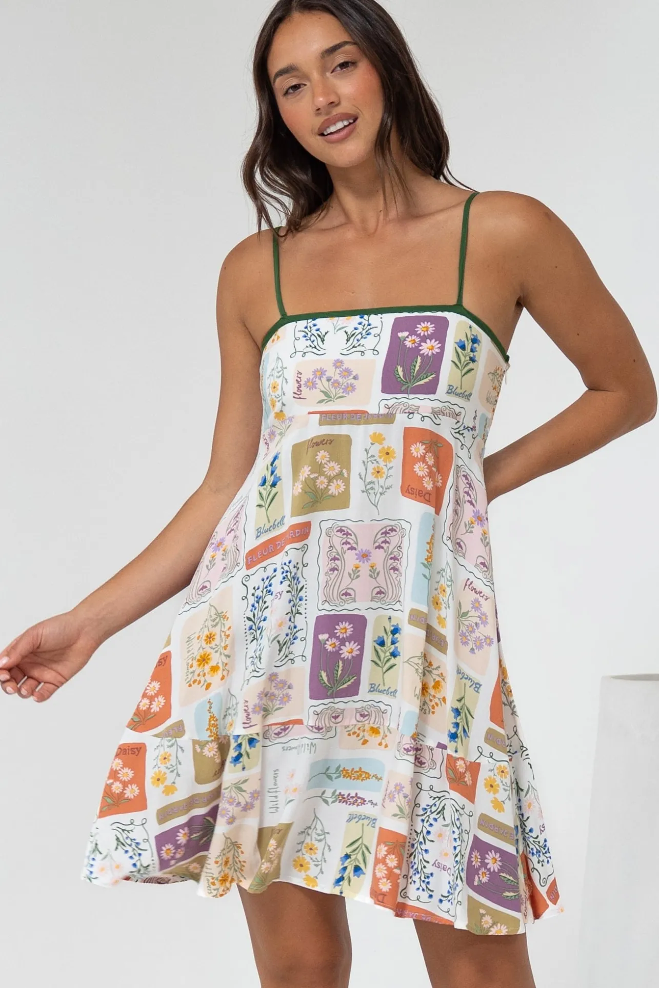 Essie Mini Dress - Sun Dress With Shirred Back In Reina Print>Salty Crush Clearance