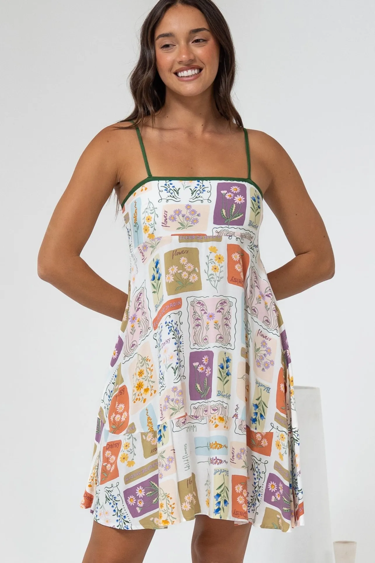 Essie Mini Dress - Sun Dress With Shirred Back In Reina Print>Salty Crush Clearance