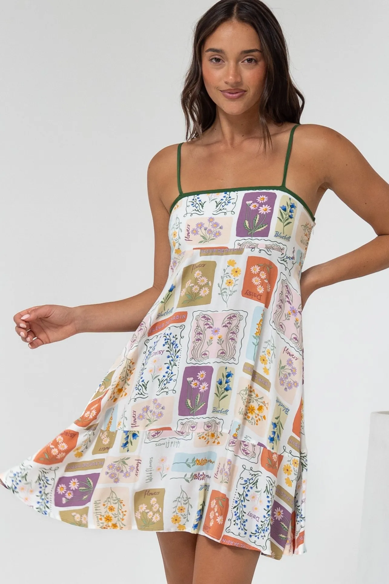 Essie Mini Dress - Sun Dress With Shirred Back In Reina Print>Salty Crush Clearance