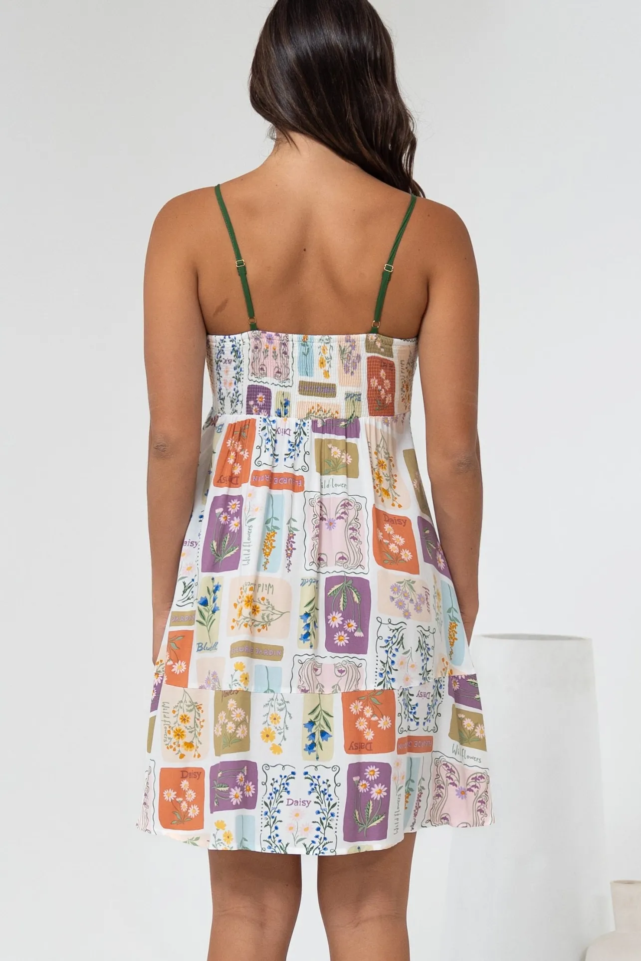 Essie Mini Dress - Sun Dress With Shirred Back In Reina Print>Salty Crush Clearance