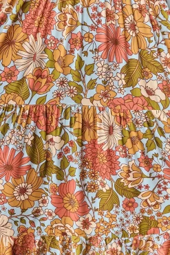 Eve Midi Dress - V Neck Tiered Dress with Option Waist Tie in Mimosa Print><noscript><img width=