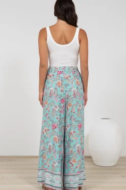 Finlee Pants - Attached Wrap Belt with Tassels Wide Leg Pants in Shirley Print><noscript><img width=