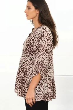 Greta Top - Mandarin Collar Smock Top in Tatum Print><noscript><img width=