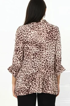 Greta Top - Mandarin Collar Smock Top in Tatum Print><noscript><img width=