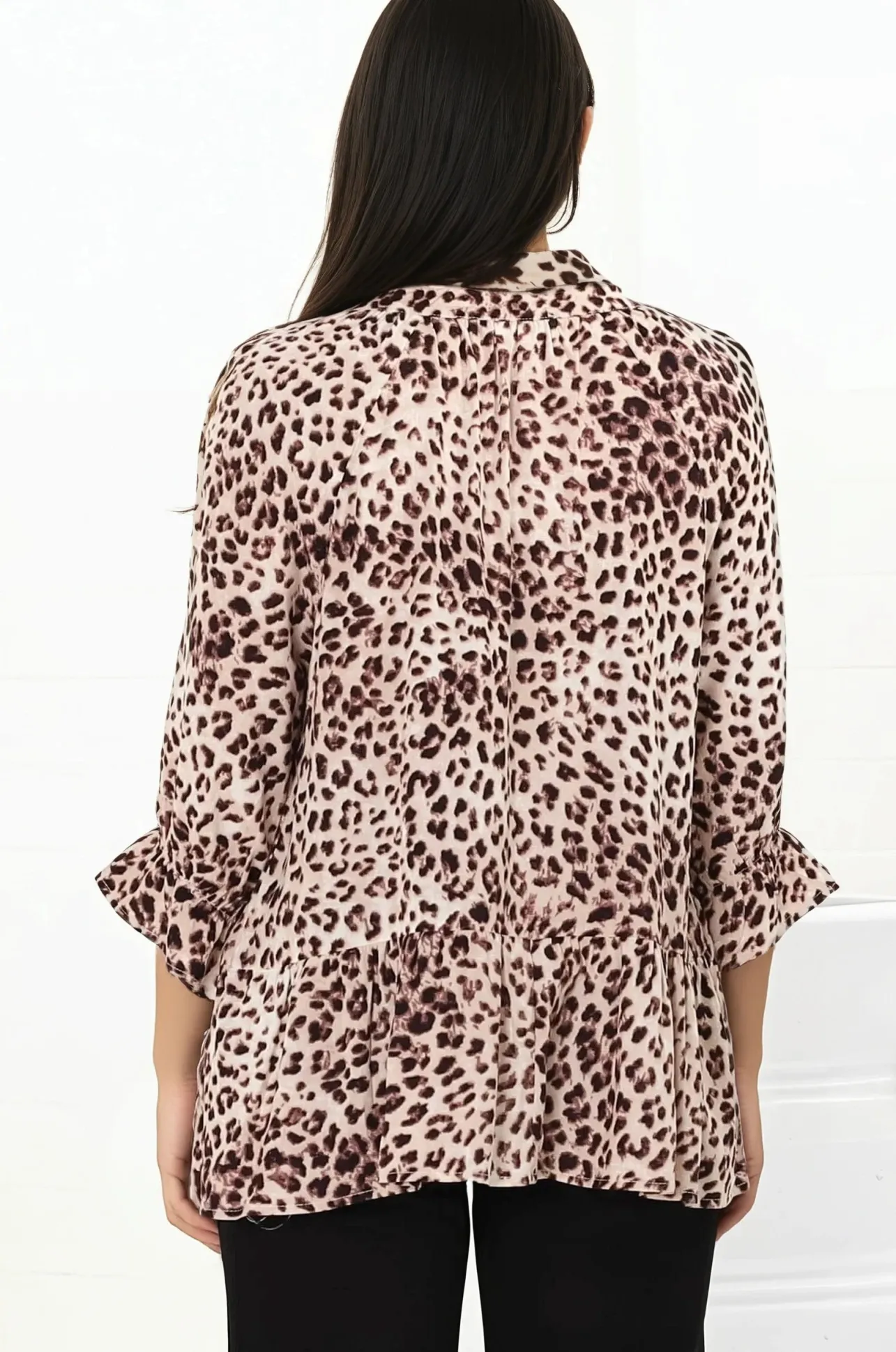 Greta Top - Mandarin Collar Smock Top in Tatum Print>Salty Crush Discount