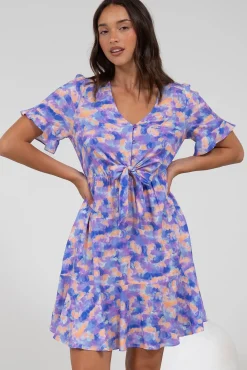 Handel Mini Dress in Confetti Print Purple>Salty Crush Best