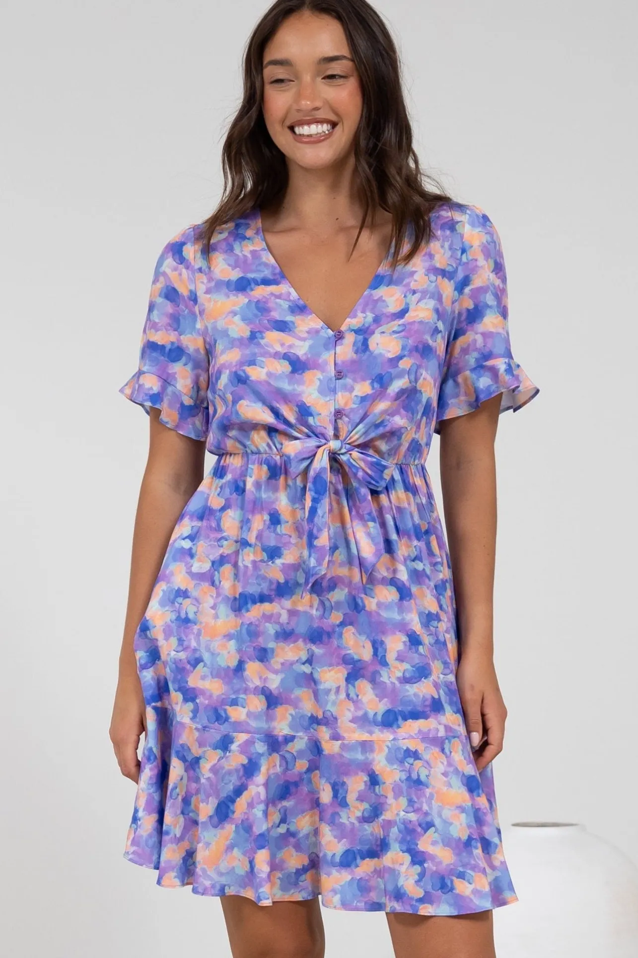 Handel Mini Dress in Confetti Print Purple>Salty Crush Best