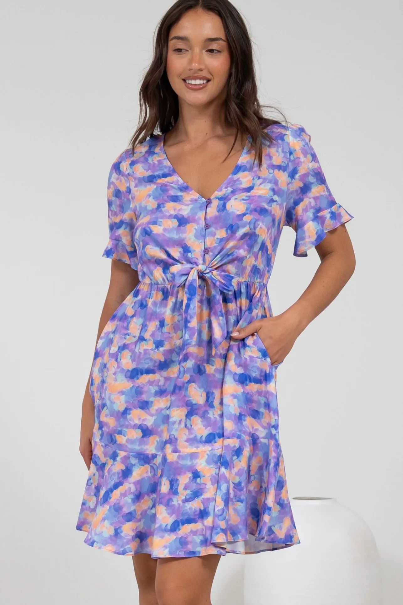 Handel Mini Dress in Confetti Print Purple>Salty Crush Best