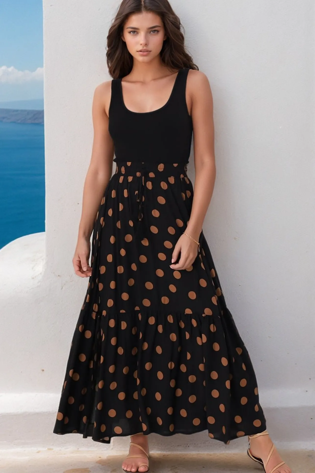Hellen Maxi Skirt - High Waisted Skirt with Front Splits in Mahony Print>Salty Crush Best