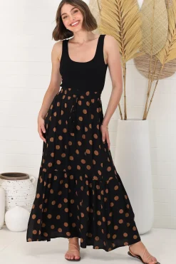 Hellen Maxi Skirt - High Waisted Skirt with Front Splits in Mahony Print><noscript><img width=