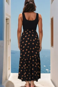 Hellen Maxi Skirt - High Waisted Skirt with Front Splits in Mahony Print><noscript><img width=