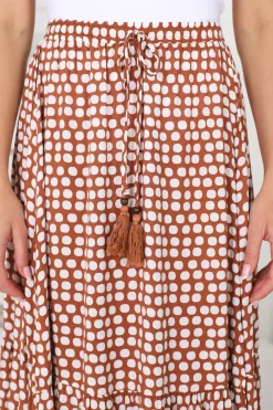 Hellen Maxi Skirt - High Waisted Skirt with Front Splits in Maryanne Print Tan><noscript><img width=
