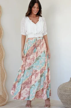 Hellen Maxi Skirt - High Waisted Skirt with Front Splits in Clavelle Print><noscript><img width=