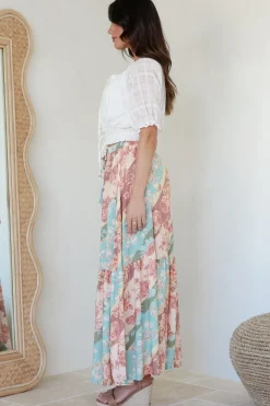 Hellen Maxi Skirt - High Waisted Skirt with Front Splits in Clavelle Print><noscript><img width=