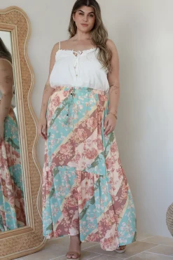 Hellen Maxi Skirt - High Waisted Skirt with Front Splits in Clavelle Print><noscript><img width=