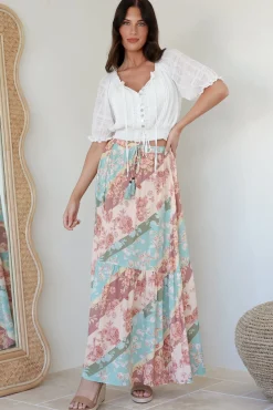 Hellen Maxi Skirt - High Waisted Skirt with Front Splits in Clavelle Print><noscript><img width=
