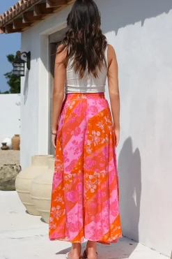 Hellen Maxi Skirt - High Waisted Skirt with Front Splits in Clavelle Print Pink><noscript><img width=