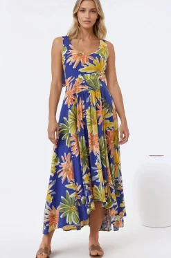 Hilde Maxi Dress - Tie Sleeve A-Line Sun Dress in Rosalia Print><noscript><img width=
