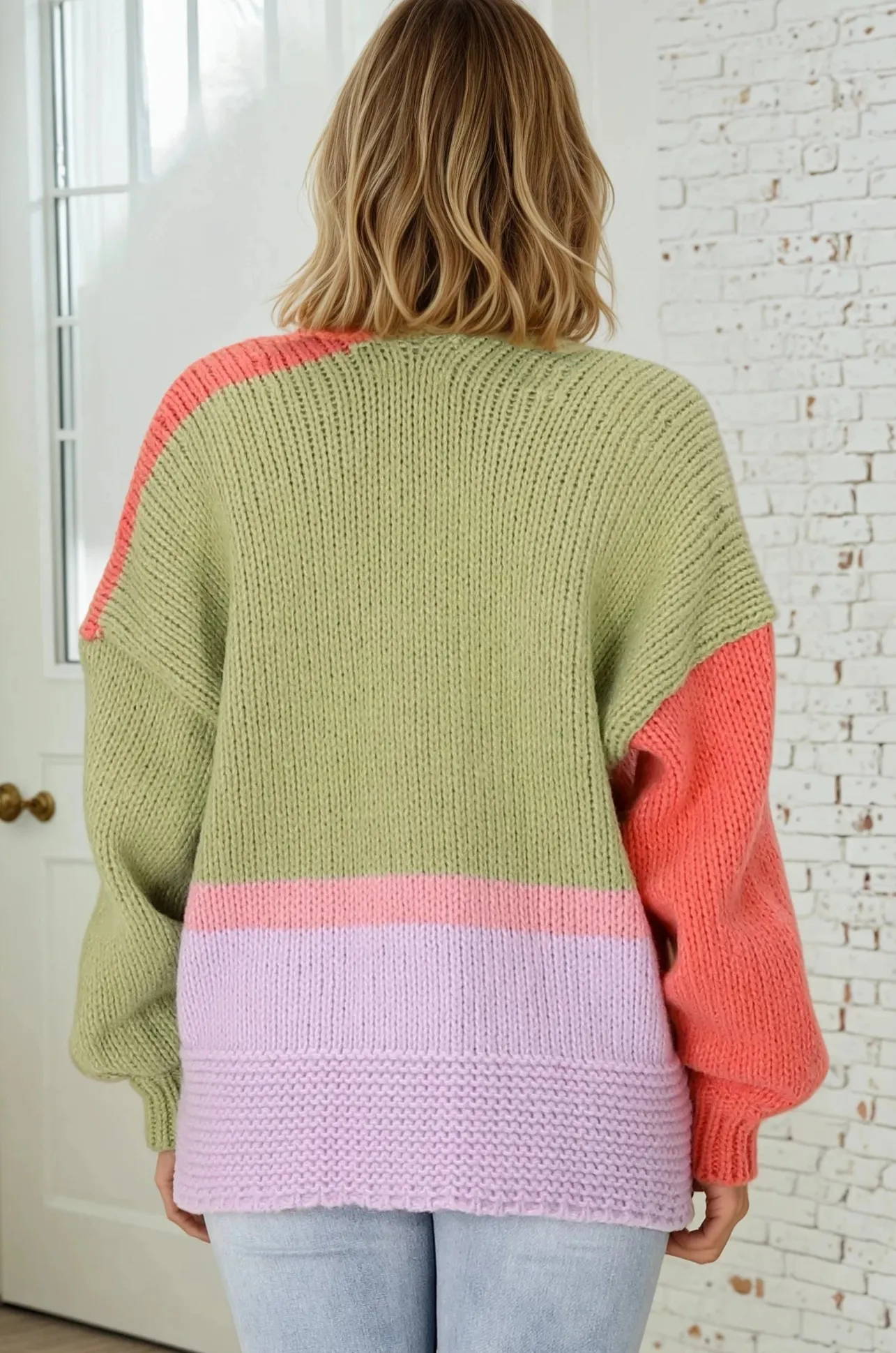 Hillary Cardigan - Cropped Color Block Cardigan in Lilac>Salty Crush Online