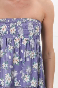Ishaka Maxi Skirt/Midi Dress - Shirred Waistband Tiered Skirt or Dress in Floral Print><noscript><img width=