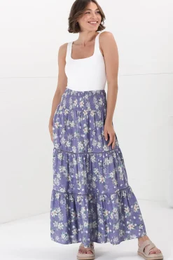 Ishaka Maxi Skirt/Midi Dress - Shirred Waistband Tiered Skirt or Dress in Floral Print><noscript><img width=