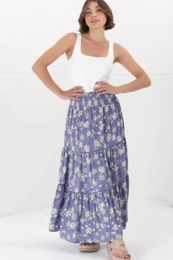 Ishaka Maxi Skirt/Midi Dress - Shirred Waistband Tiered Skirt or Dress in Floral Print><noscript><img width=