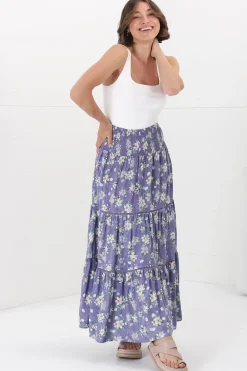 Ishaka Maxi Skirt/Midi Dress - Shirred Waistband Tiered Skirt or Dress in Floral Print><noscript><img width=