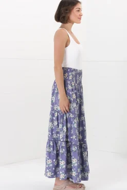Ishaka Maxi Skirt/Midi Dress - Shirred Waistband Tiered Skirt or Dress in Floral Print><noscript><img width=