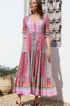 JAASE - Tessa Maxi Dress: A Line Pull Tie Waist Dress in Cedella Print><noscript><img width=