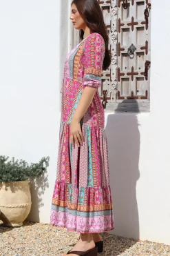 JAASE - Tessa Maxi Dress: A Line Pull Tie Waist Dress in Cedella Print><noscript><img width=