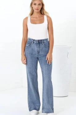 Jesse Jeans - High Waisted Wide Leg Jeans in Medium Wash Denim><noscript><img width=