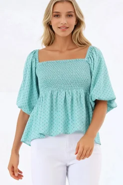 Jones Top - On or Off Shoulder Pull Over Top in Airin Print><noscript><img width=