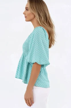 Jones Top - On or Off Shoulder Pull Over Top in Airin Print><noscript><img width=