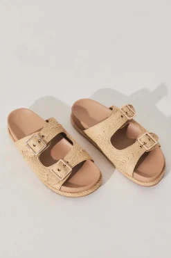 Juliet Sandals - Platform Slide in Natural Raffia>BILLINI Clearance