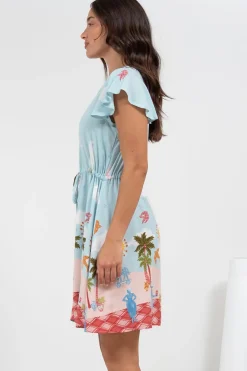Kailin Mini Dress - Cap Sleeve A Line Dress in Staria Print><noscript><img width=