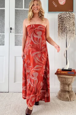 Kingsley Maxi Dress - Strapless A Line Maxi Dress in Hibiscus Print><noscript><img width=