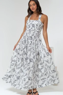 Laurita Maxi Dress - Adjustable Strap Elasticated Bodice Sun Dress in Samson Print>Salty Crush Sale