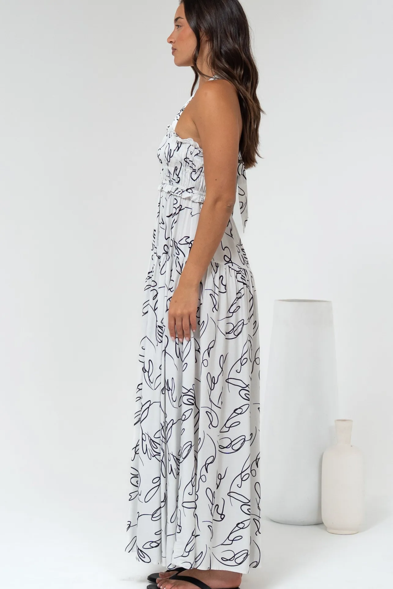 Laurita Maxi Dress - Adjustable Strap Elasticated Bodice Sun Dress in Samson Print>Salty Crush Sale