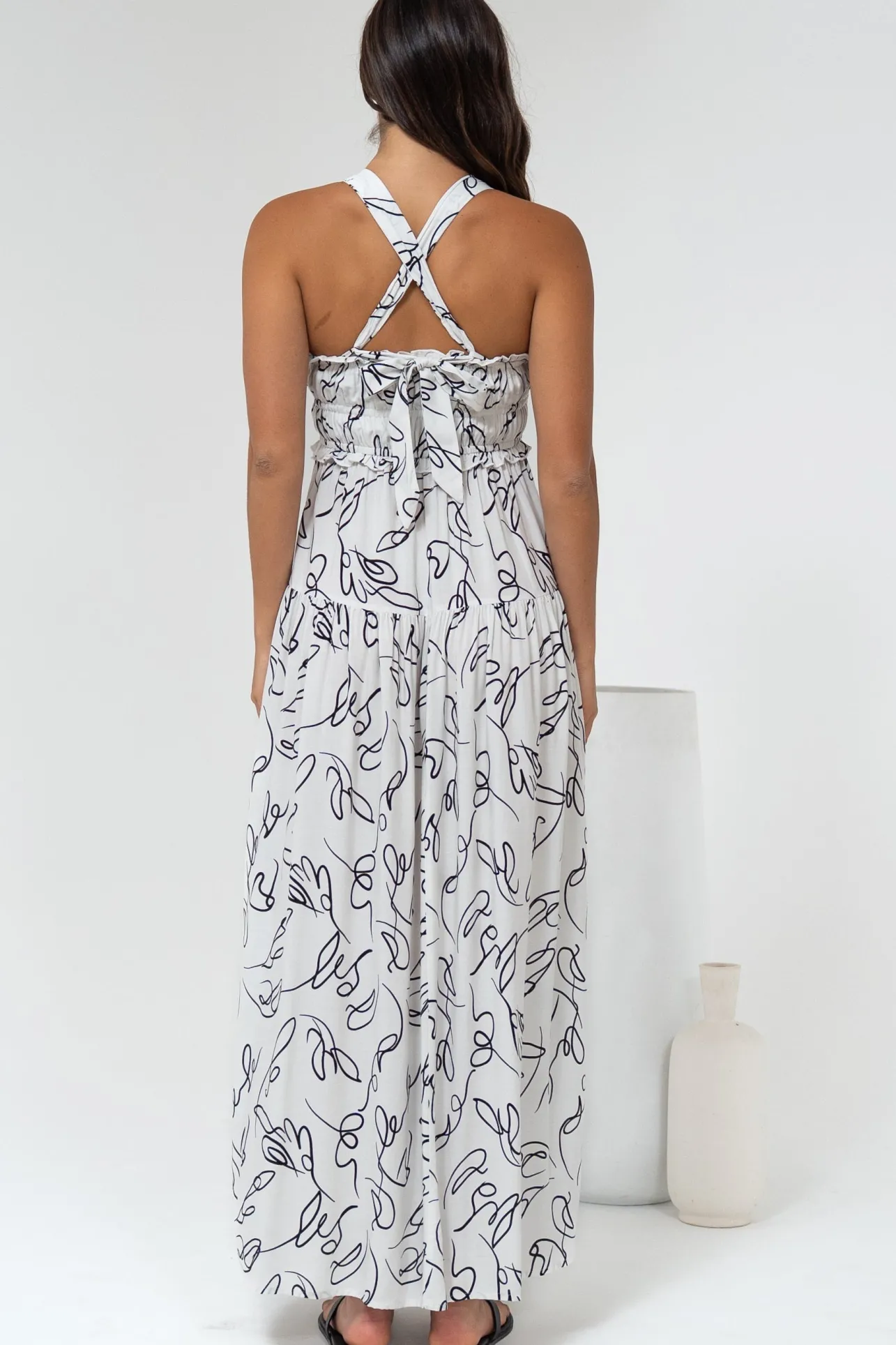 Laurita Maxi Dress - Adjustable Strap Elasticated Bodice Sun Dress in Samson Print>Salty Crush Sale