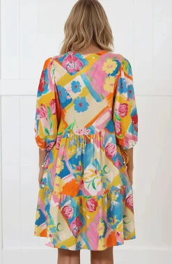 Lea Mini Dress - 3/4 Sleeve Babydolll Dress in Seraphina Print><noscript><img width=
