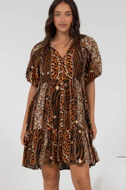 Lia Mini Dress - Balloon Sleeve Smock Dress in Riley Print><noscript><img width=