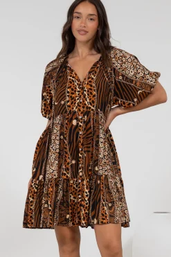 Lia Mini Dress - Balloon Sleeve Smock Dress in Riley Print><noscript><img width=