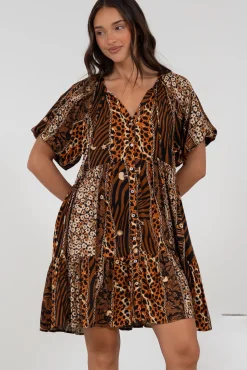 Lia Mini Dress - Balloon Sleeve Smock Dress in Riley Print><noscript><img width=