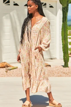 Liliana Midi Dress - V Neckline with Long Sleeves with Elastic Cuffs Dress in Tigerlily Print>Jaase Discount