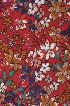London Maxi Dress - Elasticated Waist Button Detail High Low Dress with Flutter Cap Sleeves in Floral Print><noscript><img width=